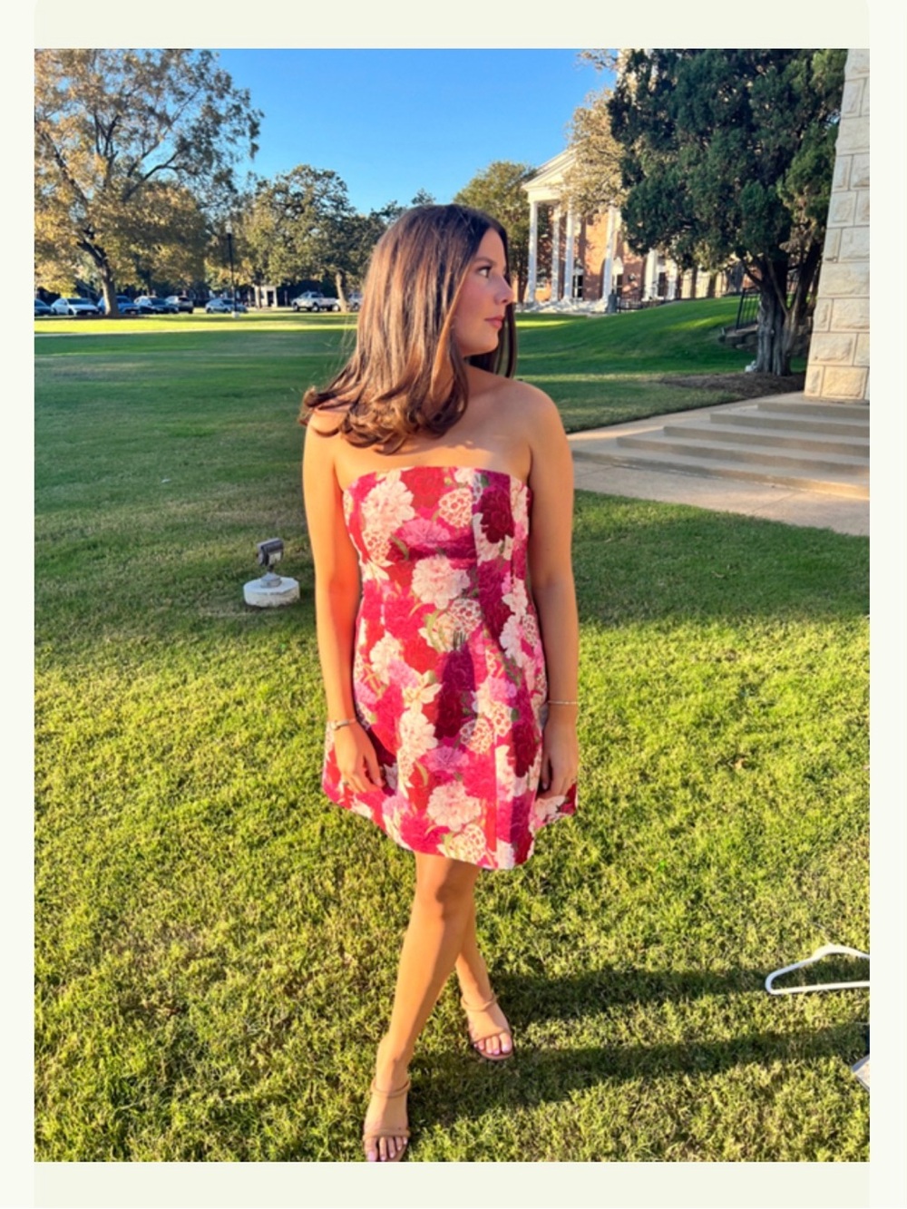 Sachin and Babi Strapless Floral Mini Dress in Pink
